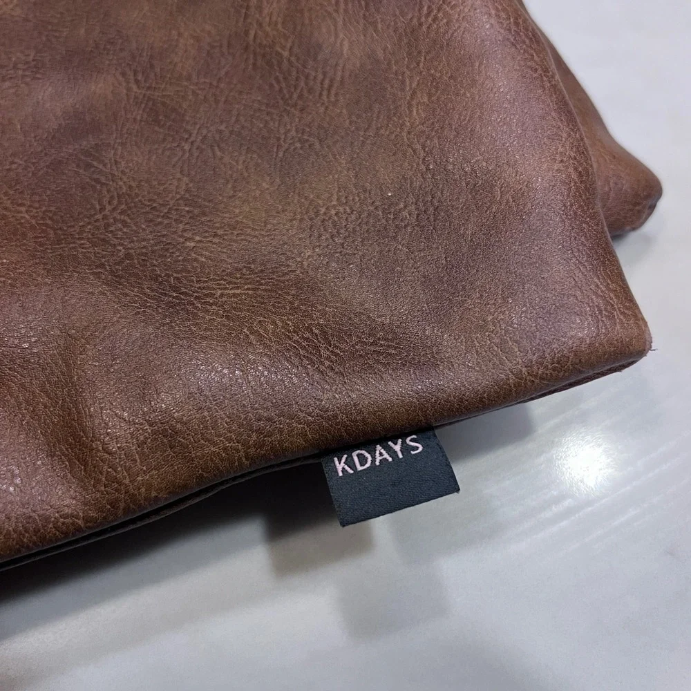 KDAYS Brown Faux Leather Large Square Cover for 18‎ x 18 Accent Pillow